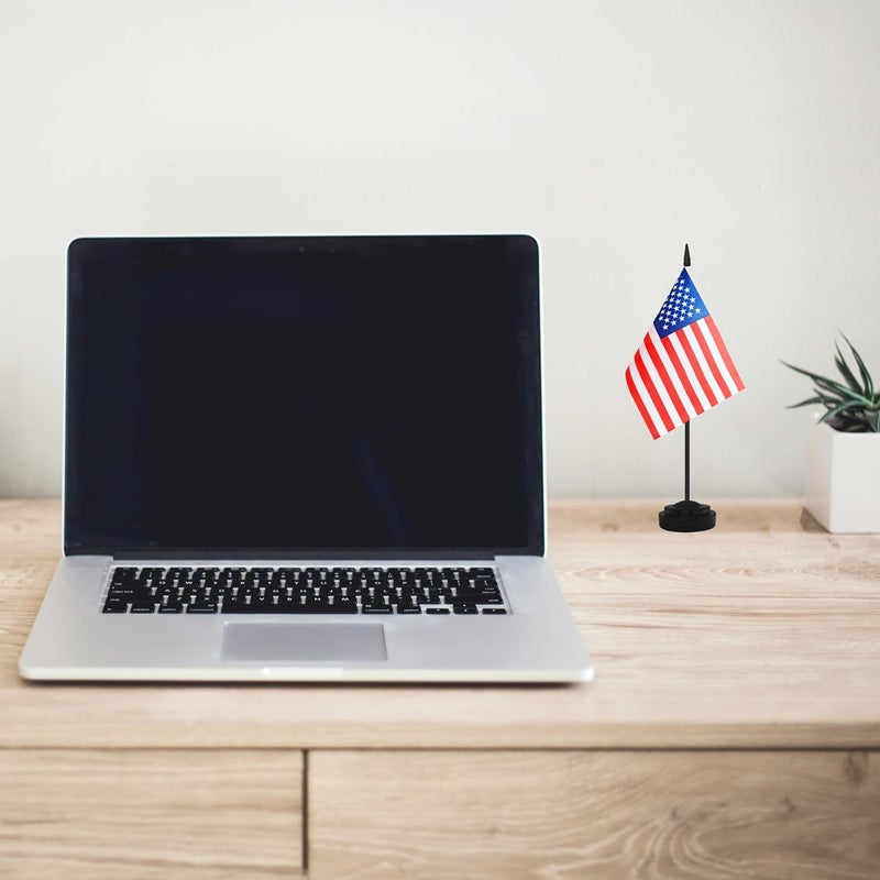 Yamiuo 2 Pack USA Desk Flag Set, American Desktop Small Miniature Table Office Flag with 12" Black Pole and Black Base, Offices, Classroom, Home, Festival Decoration (USA) - Image 5